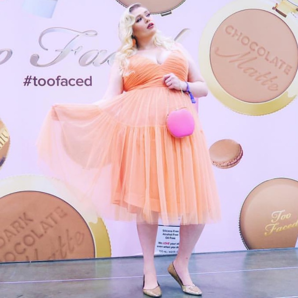ASOS curve - Peach / Orange Tulle Dress - Size 16